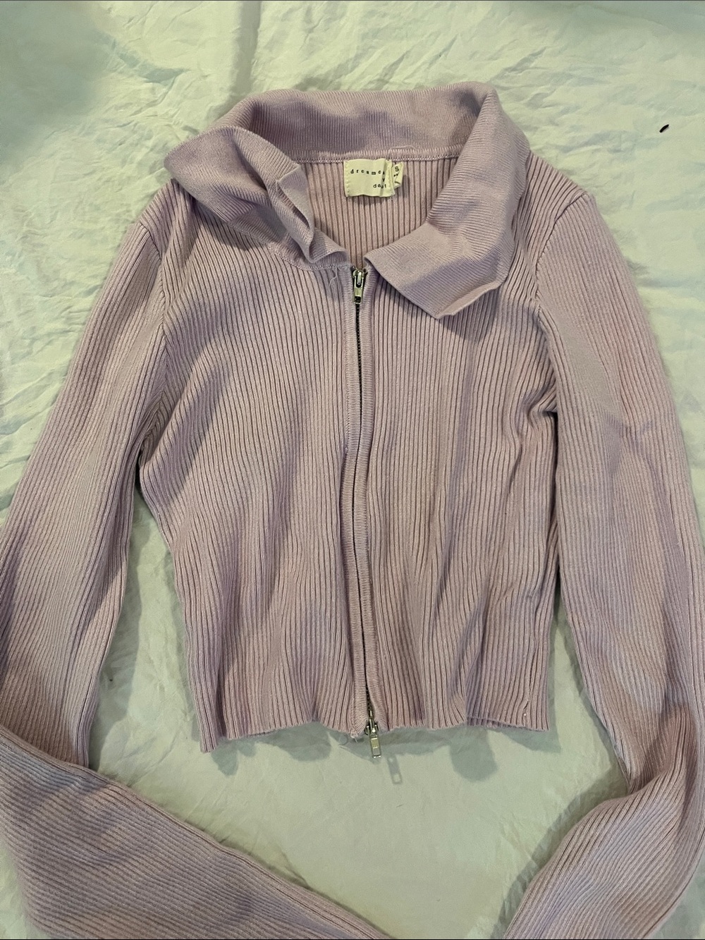 Tilly's Lilac Ribbed Zip-Front Jacket - Picture 2 of 4